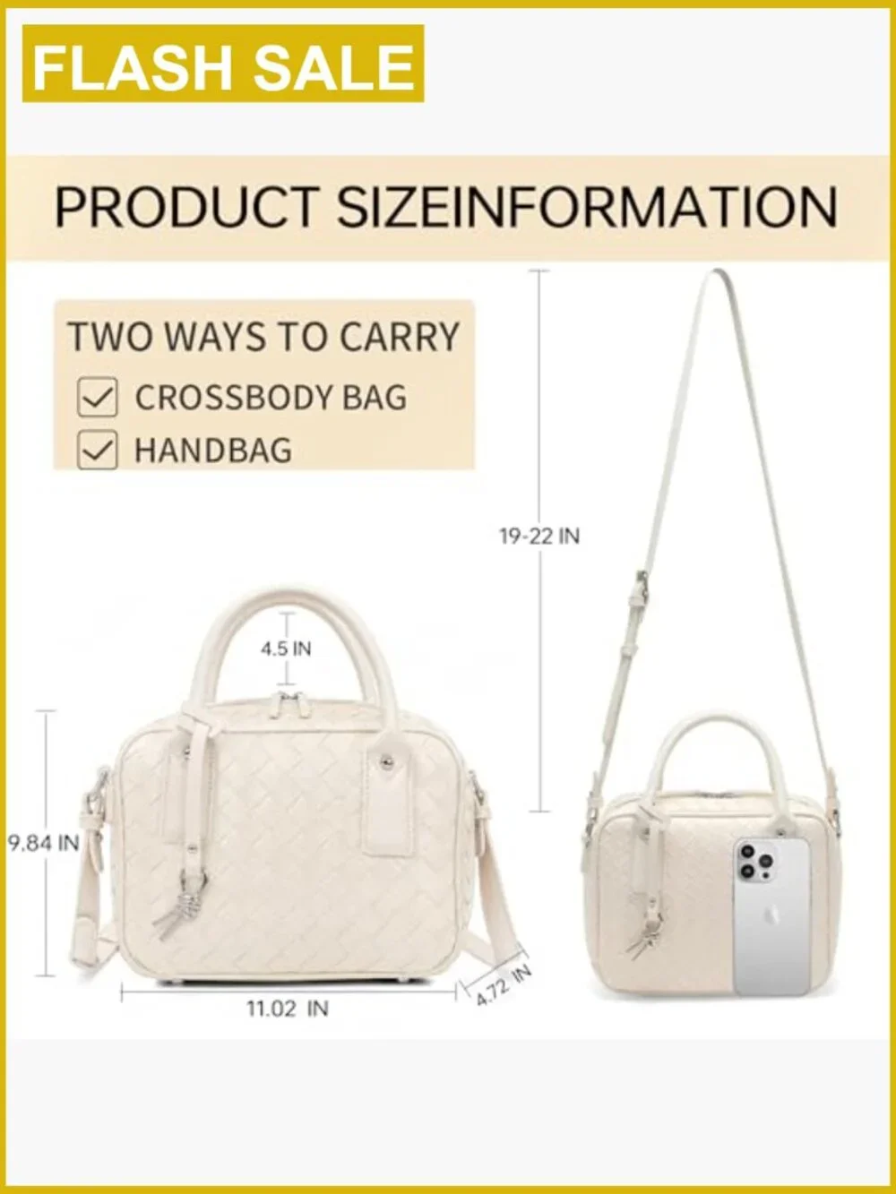 Handmade Woven Top Handle Bag with Crossbody Strap Satchel